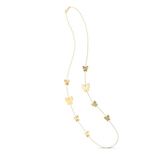 14k Yellow Gold Papillon Graduated Butterfly Necklace - Image 2