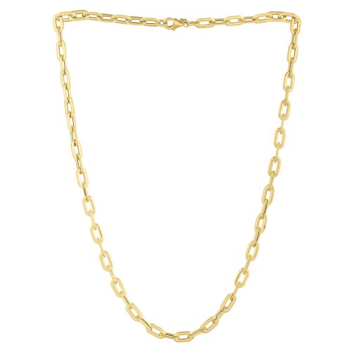 14k Yellow Gold Oval Domed Paperclip Chain Necklace (5.30 mm) - Image 2