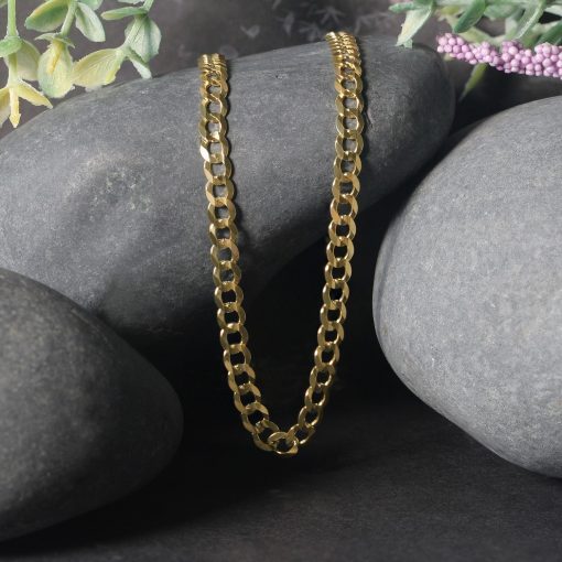 14k Yellow Gold Solid Curb Chain (4.70 mm) - Image 5
