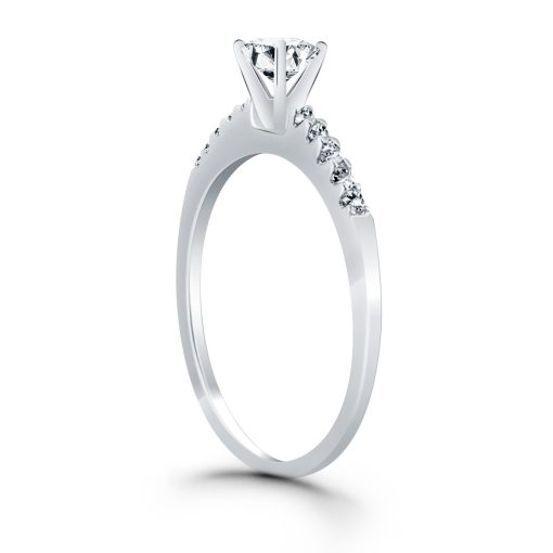 14k White Gold Engagement Ring with Diamond Band Design - Image 2