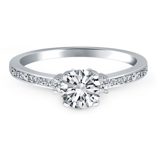 14k White Gold Diamond Accent Engagement Ring Mounting - Image 2