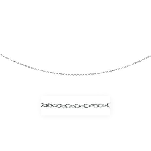 14k White Gold Pendant Chain with Textured Links (2.30 mm)