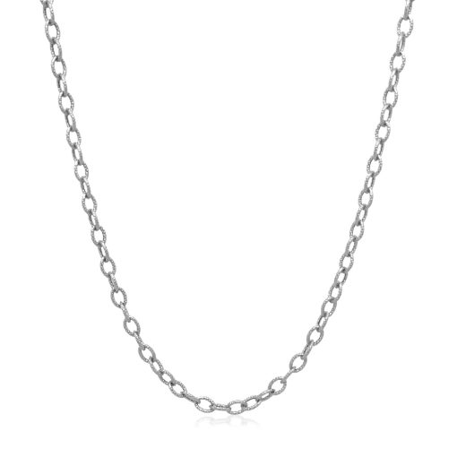 14k White Gold Pendant Chain with Textured Links (2.30 mm) - Image 2