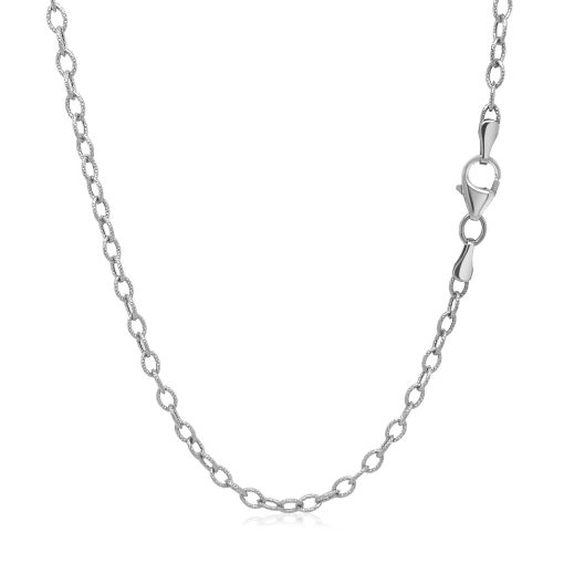 14k White Gold Pendant Chain with Textured Links (2.30 mm) - Image 3