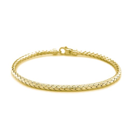 Fancy Weave Bangle in 14k Yellow Gold (3.00 mm) - Image 2