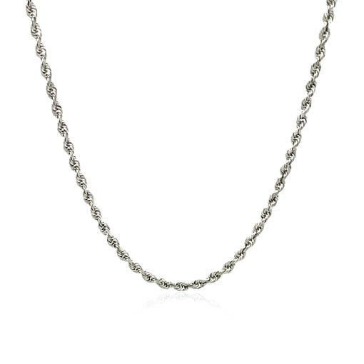14k White Gold Solid Diamond Cut Rope Chain (2.00 mm) - Image 2