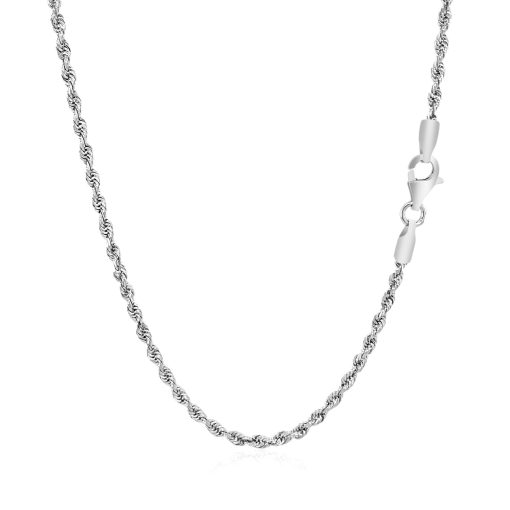 14k White Gold Solid Diamond Cut Rope Chain (2.00 mm) - Image 3
