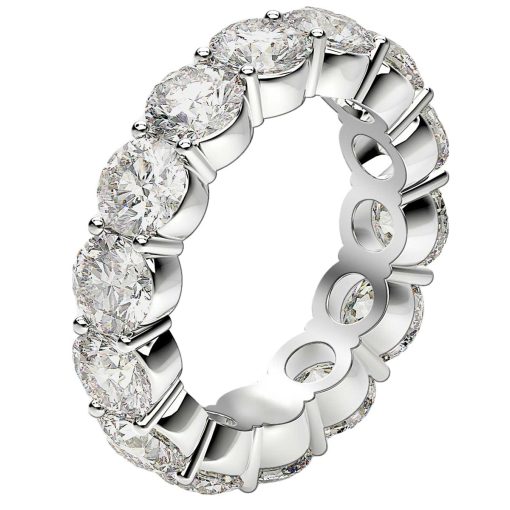 Round Cut Lab Grown Diamond Eternity Ring in 14k White Gold (6 cttw FG/VS2) - Image 4