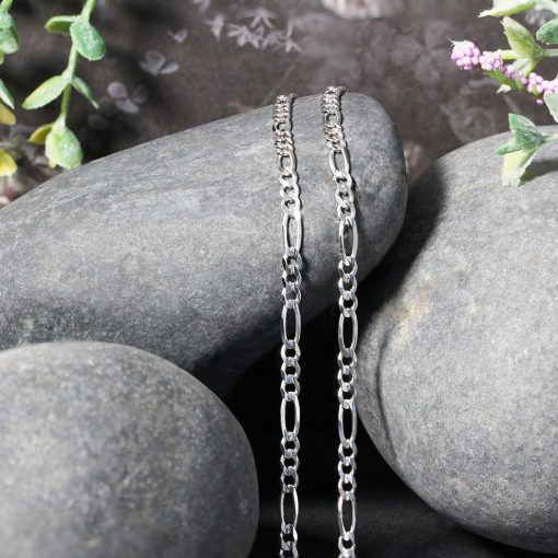 14k White Gold Solid Figaro Chain (3.00 mm) - Image 4