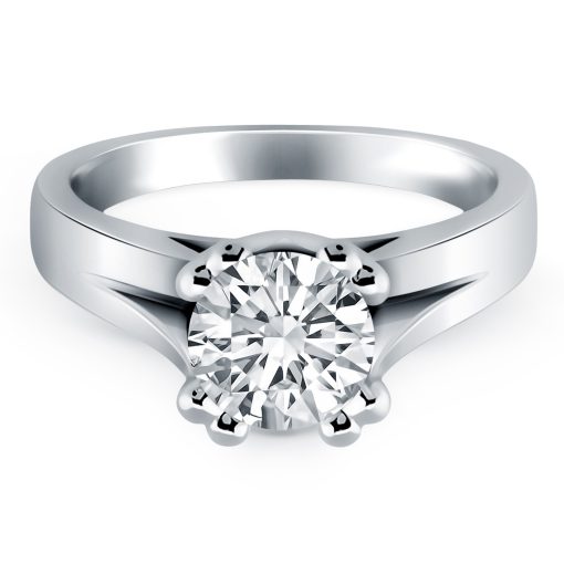 14k White Gold Double Prong Split Shank Cathedral Engagement Ring Mounting - Image 2