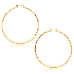 14k Yellow Gold Polished Hoop Earrings (1.5x45mm)