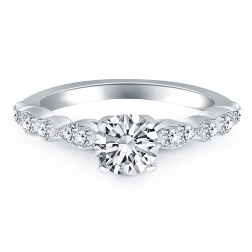 14k White Gold Fancy Shaped Diamond Engagement Ring Mounting - Image 2