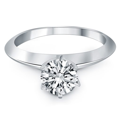 14k White Gold Knife Edge Solitaire Engagement Ring Mounting - Image 2