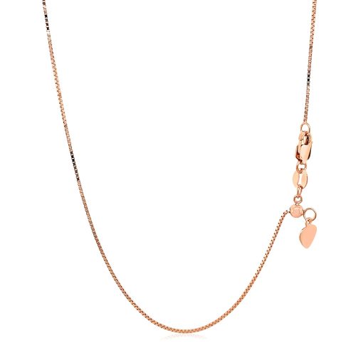 14k Rose Gold Adjustable Box Chain (0.70 mm) - Image 3