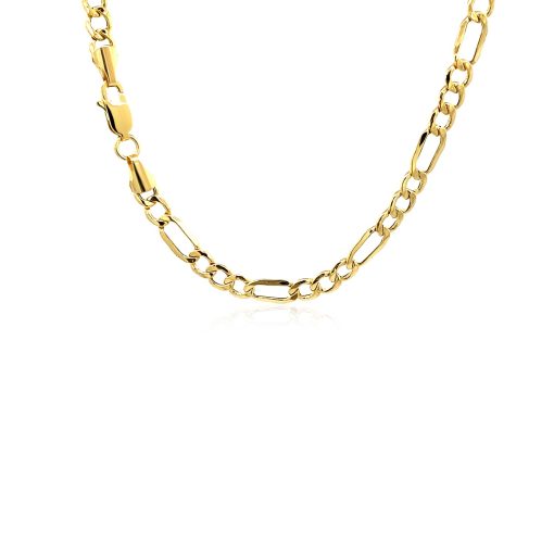 10k Yellow Gold Lite Figaro Chain (4.70 mm) - Image 4