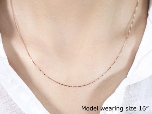 14k Rose Gold Classic Box Chain (0.60 mm) - Image 4