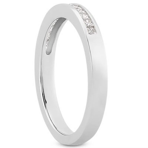 14k White Gold Channel Set Princess Diamond Wedding Ring Band - Image 2