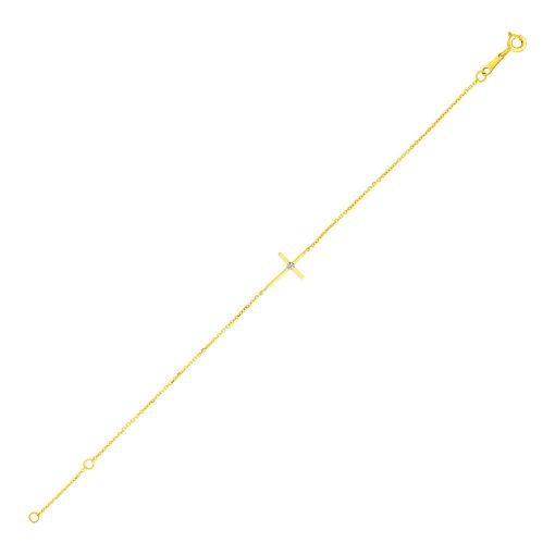 14k Yellow Gold 5 1/2 inch Childrens Bracelet with Cross