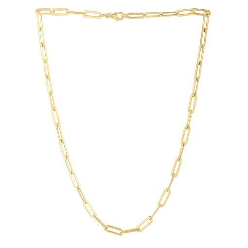 14k Yellow Gold Long Domed Paperclip Chain Necklace (4.80 mm) - Image 2