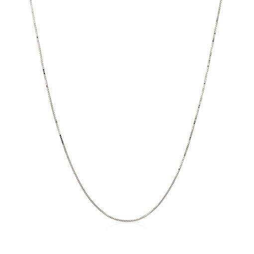 14k White Gold Classic Box Chain (0.45 mm) - Image 2