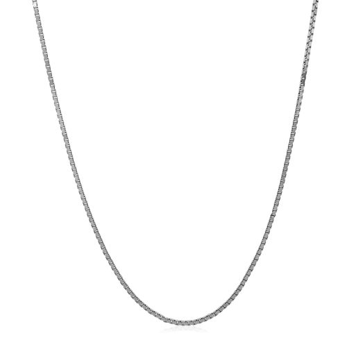 14k White Gold Adjustable Box Chain (1.10 mm) - Image 2