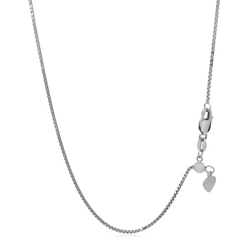 14k White Gold Adjustable Box Chain (1.10 mm) - Image 3
