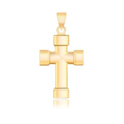 14k Yellow Gold Cross Pendant with Block Like Ends