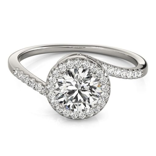 14k White Gold Halo Design Bypass Round Diamond Engagement Ring (5/8 cttw) - Image 2