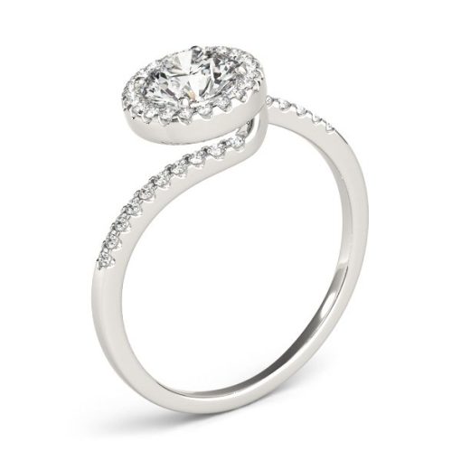 14k White Gold Halo Design Bypass Round Diamond Engagement Ring (5/8 cttw) - Image 3