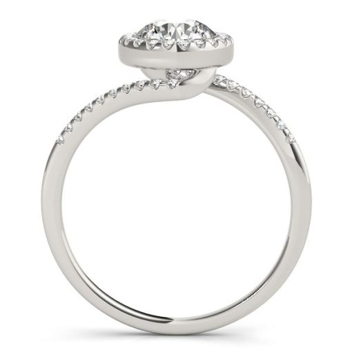 14k White Gold Halo Design Bypass Round Diamond Engagement Ring (5/8 cttw) - Image 4