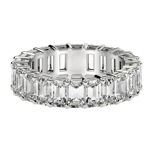 Emerald Cut Lab Grown Diamond Eternity Ring in 14k White Gold (5 cttw FG/VS2) - Image 2