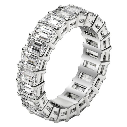 Emerald Cut Lab Grown Diamond Eternity Ring in 14k White Gold (5 cttw FG/VS2) - Image 4