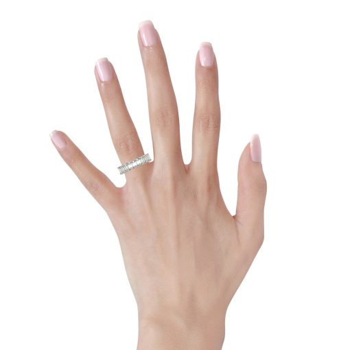 Emerald Cut Lab Grown Diamond Eternity Ring in 14k White Gold (5 cttw FG/VS2) - Image 5