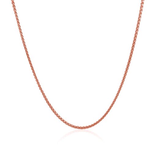 14k Rose Gold Diamond Cut Round Wheat Chain (1.20 mm) - Image 2