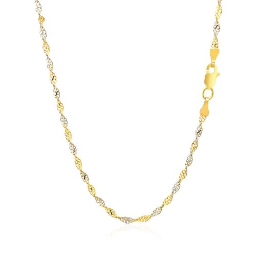14k Two-Tone Gold Singapore Chain (2.50 mm) - Image 3