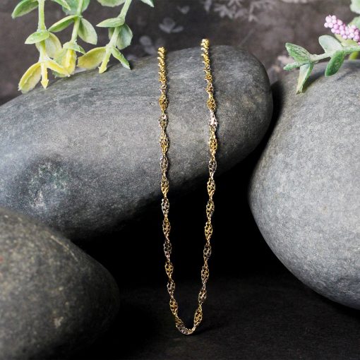 14k Two-Tone Gold Singapore Chain (2.50 mm) - Image 4