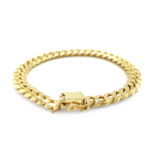 10k Yellow Gold Classic Miami Cuban Solid Bracelet (8.20 mm) - Image 2