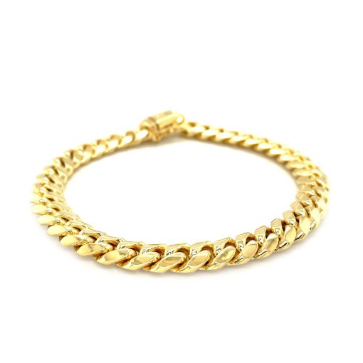 10k Yellow Gold Classic Miami Cuban Solid Bracelet (8.20 mm) - Image 3