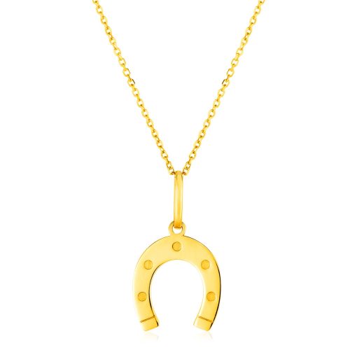 14K Yellow Gold Necklace with Horseshoe