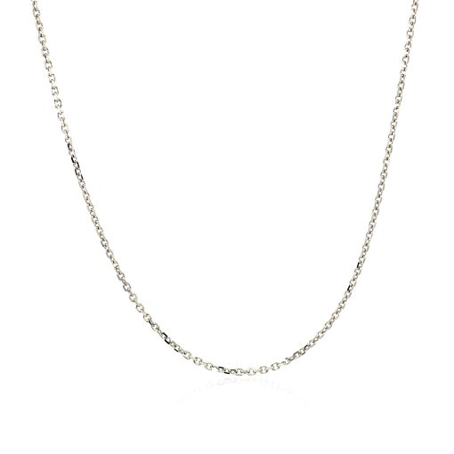14k White Gold Diamond Cut Cable Link Chain (1.10 mm) - Image 2