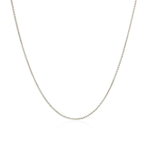 14k White Gold Diamond Cut Round Wheat Chain (0.60 mm) - Image 2