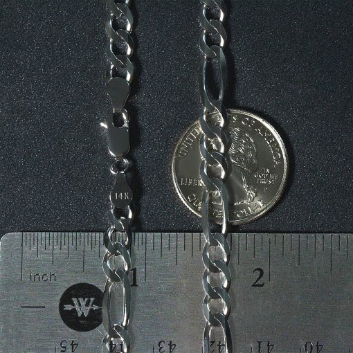14k White Gold Solid Figaro Chain (6.00 mm) - Image 4