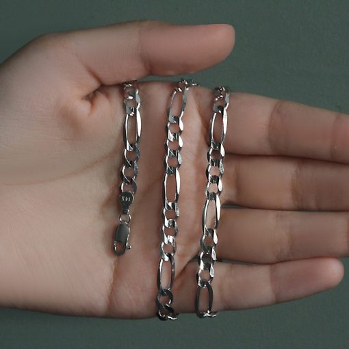 14k White Gold Solid Figaro Chain (6.00 mm) - Image 5