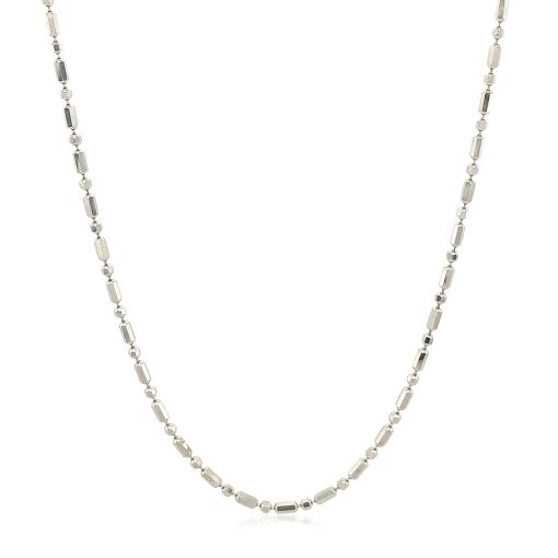 14k White Gold Diamond-Cut Alternating Bead Chain (1.30 mm) - Image 2