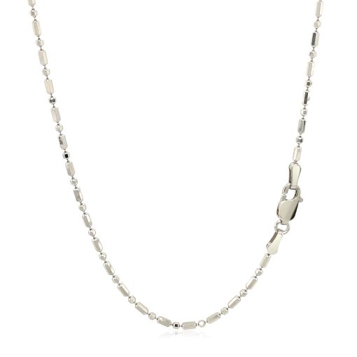 14k White Gold Diamond-Cut Alternating Bead Chain (1.30 mm) - Image 3