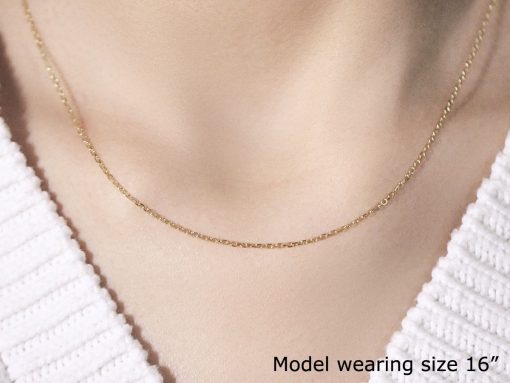 14k Yellow Gold Faceted Cable Link Chain (1.20 mm) - Image 4
