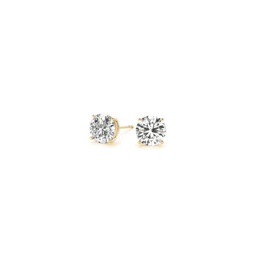 1 cttw Certified IGI Lab Grown Round Diamond Stud Earrings 14k Yellow Gold (G/VS2) - Image 3