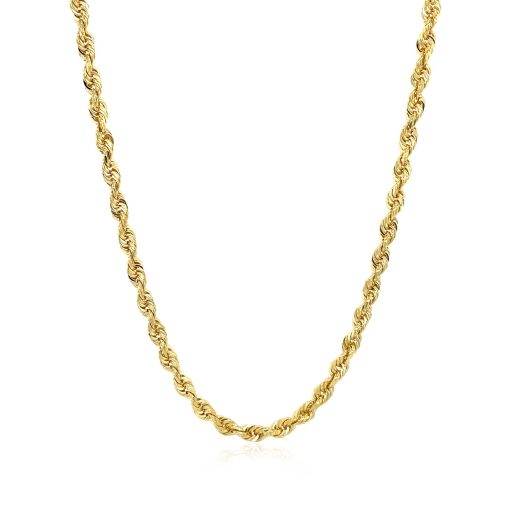 14k Yellow Gold Solid Diamond Cut Rope Chain (3.00 mm) - Image 2