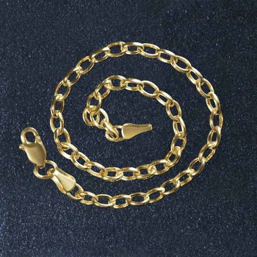 14k Yellow Gold Oval Rolo Bracelet  (3.20 mm) - Image 4