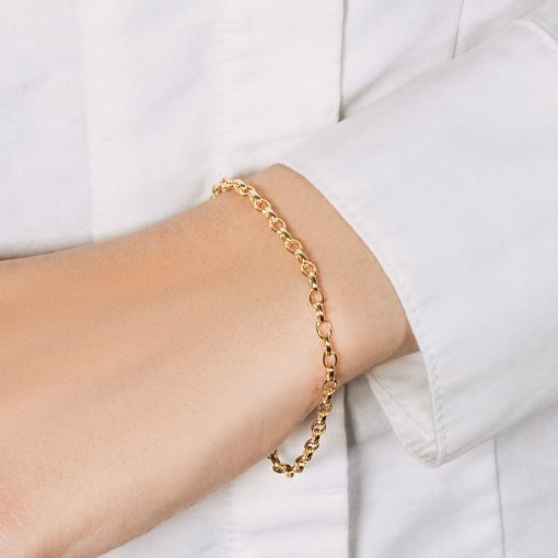 14k Yellow Gold Oval Rolo Bracelet  (3.20 mm) - Image 6